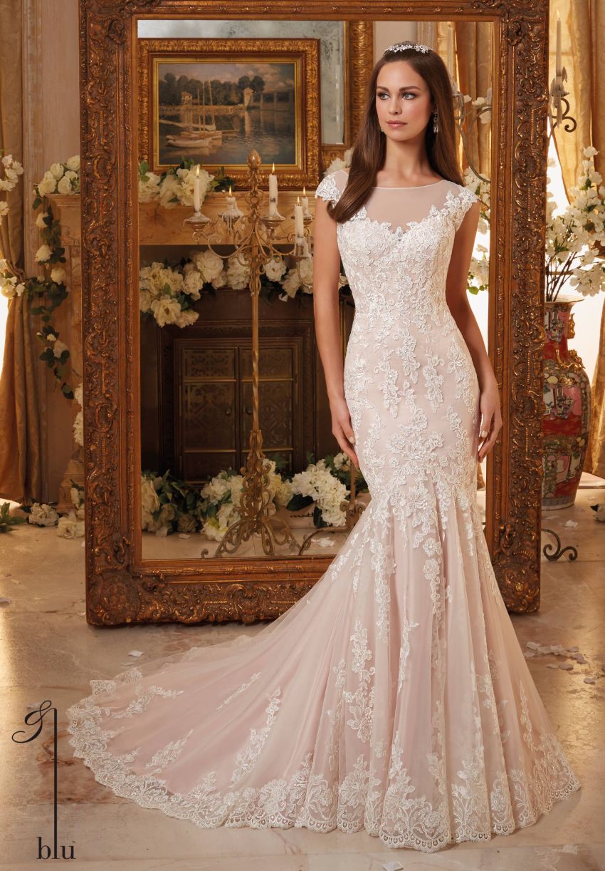 Soft pink color Wedding Gown