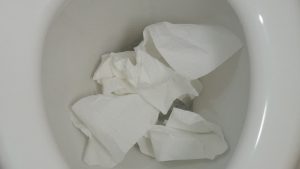 tissue papers blocking drain