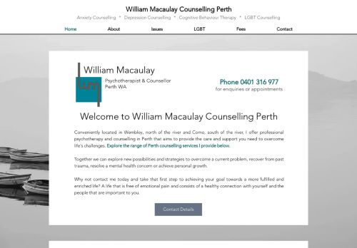 William Macaulay Counselling Perth, Como